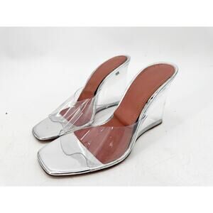 Amina Muaddi Lupita Glass Wedge Transparent Pvc 38